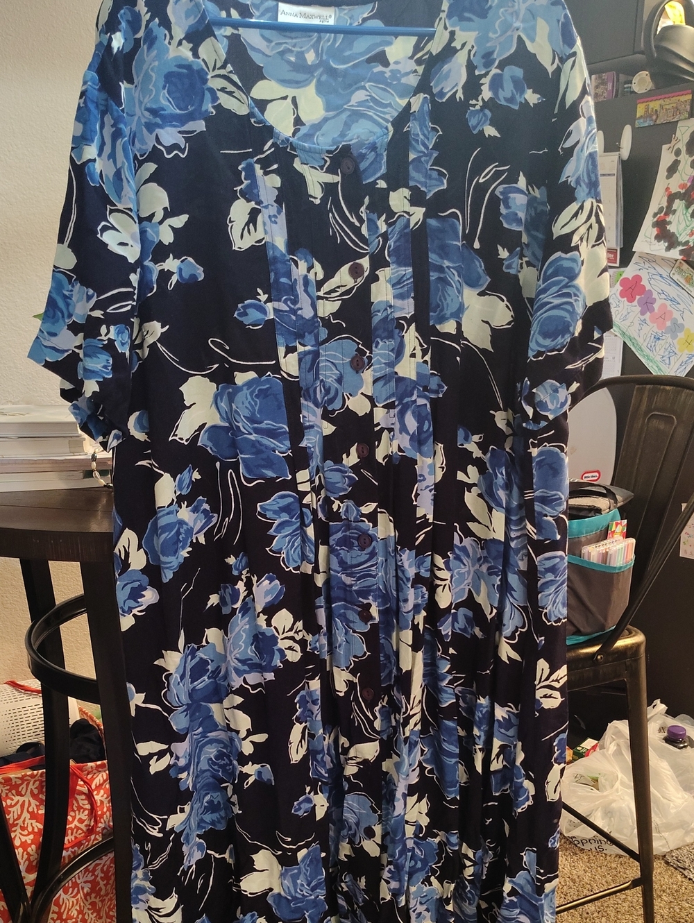 Anna Maxwell Blue Floral Short Sleeve Women’s Dress